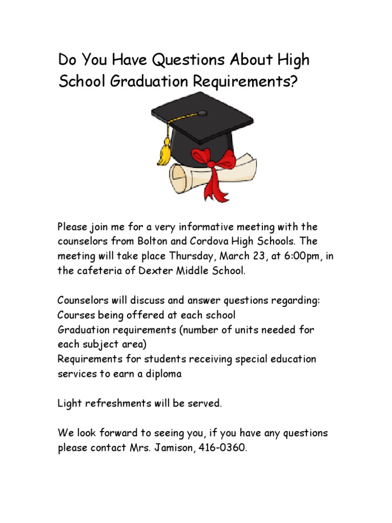 High School Graduation Info Meeting | PDF