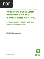 Potential Petroleum Revenues For The Government of Kenya: Implications of The Proposed 2015 Model Production Sharing Contract