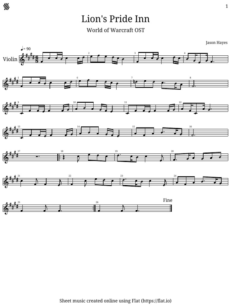Lion's Pride Inn Sheet Music | PDF