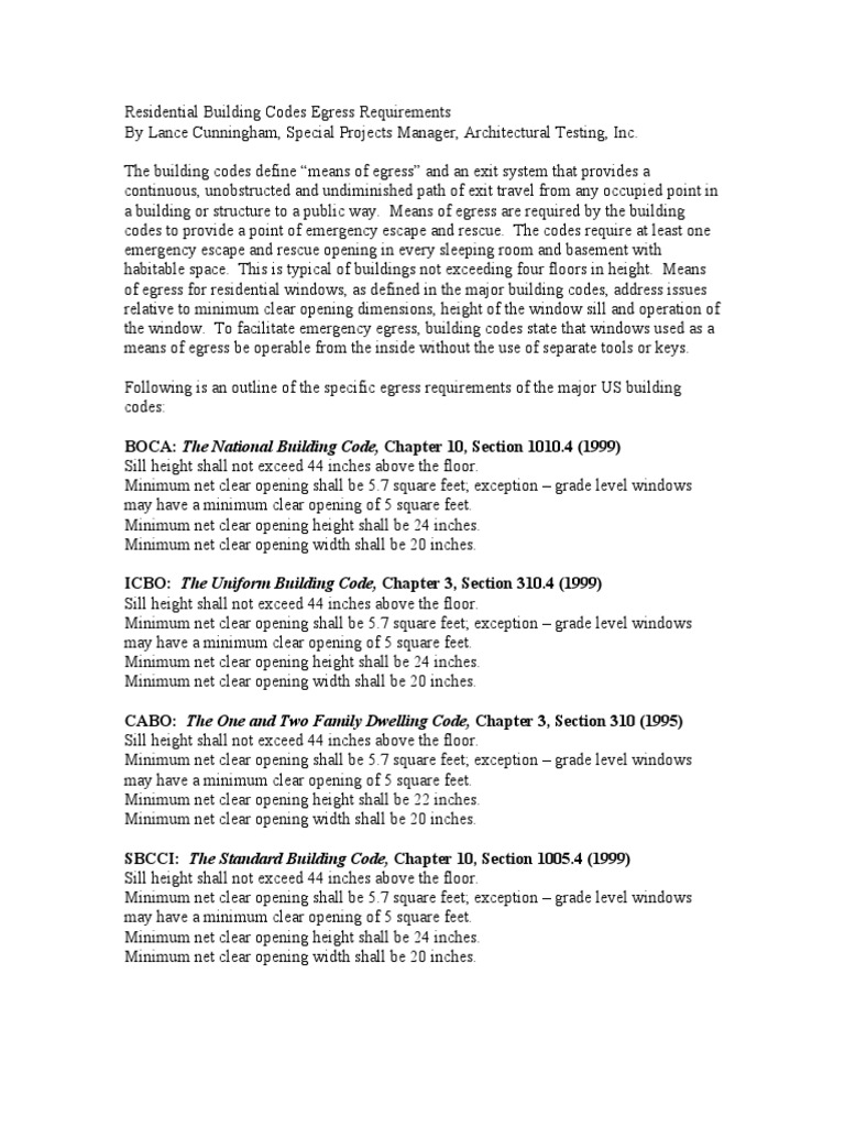 Window Egresscodes Building Code Basement