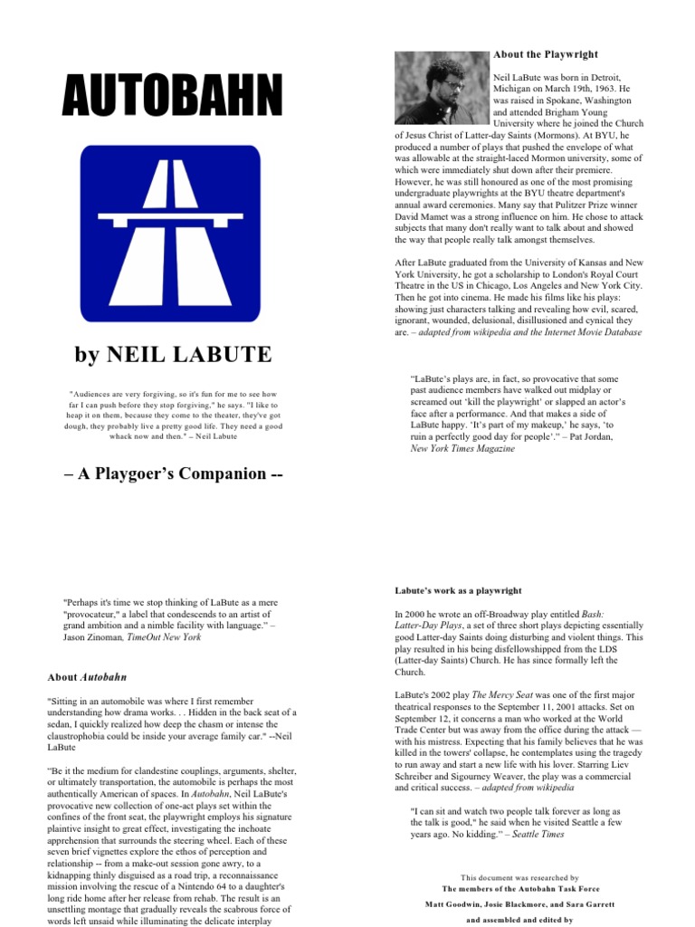 Autobahn by Neil Labute PDF Latter Day Saint Movement Mormonism