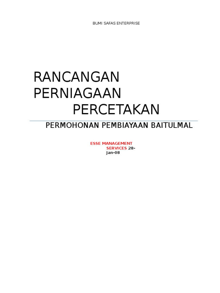 Rancangan Perniagaan Percetakan