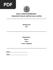 Maths Year 4 Exam Paper 1