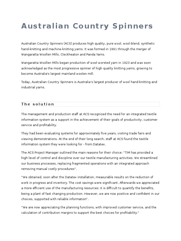 Australian Country Spinners The Solution PDF