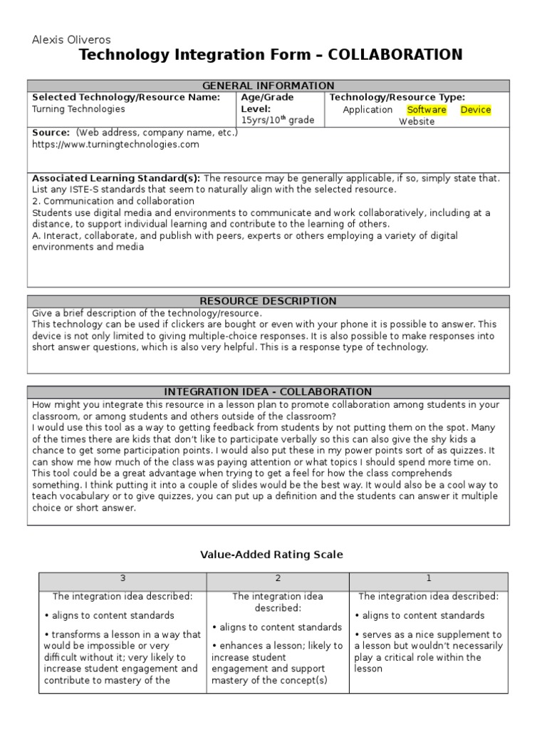Technology Integration Template-Collaboration | PDF | Semiotics ...