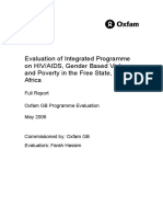 Evaluation of Integrated Programme On HIV/AIDS, Gender Based Violence and Poverty in The Free State, South Africa