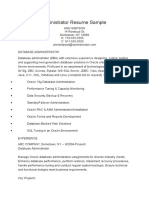 Database Administrator Resume Sample