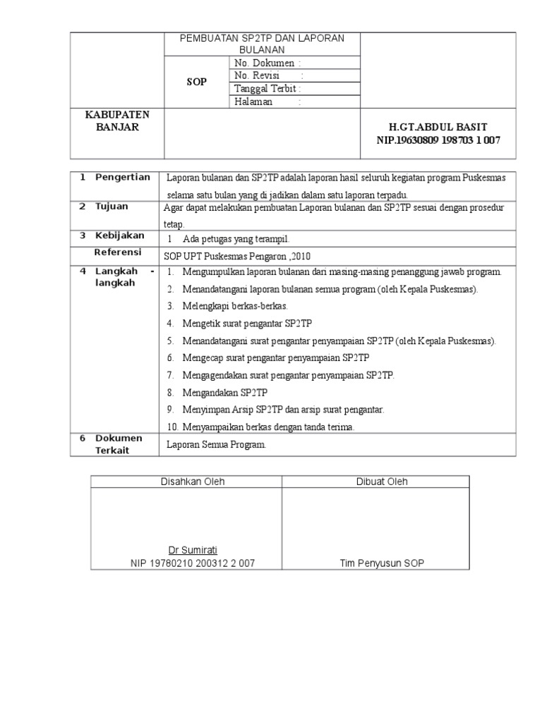 Laporan Bulanan dan SP2TP Puskesmas | PDF | Teknologi & Rekayasa