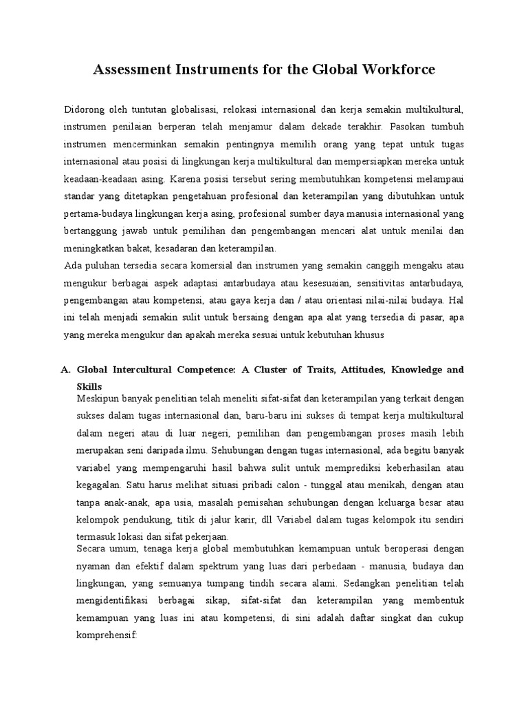 Assessment Instruments For The Global Workforce Indo | PDF | Karier ...