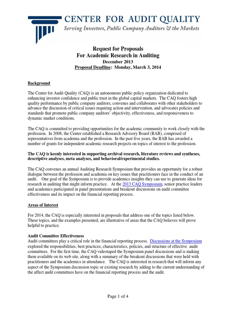Research Proposal Role of Internal Audit in Effective Management of ...
