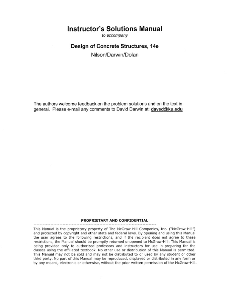 RYO Solution Manual To Design of Concrete Structures PDF | PDF