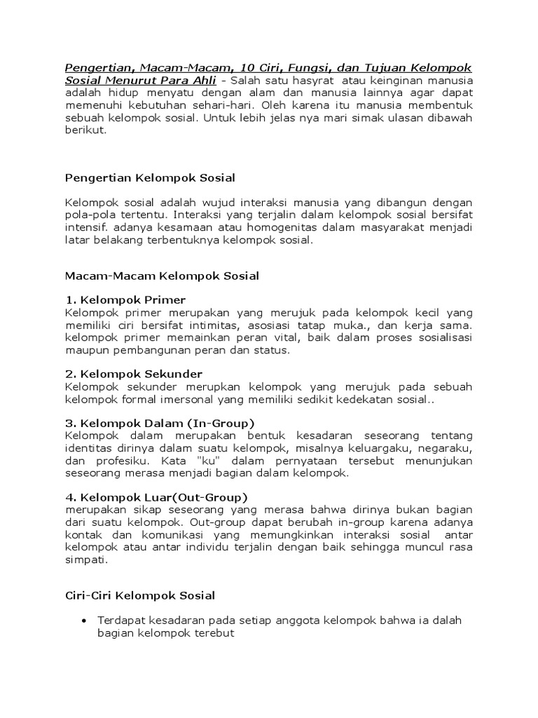 Pengertian, MacamMacam, 10 Ciri, Fungsi, Dan Tujuan