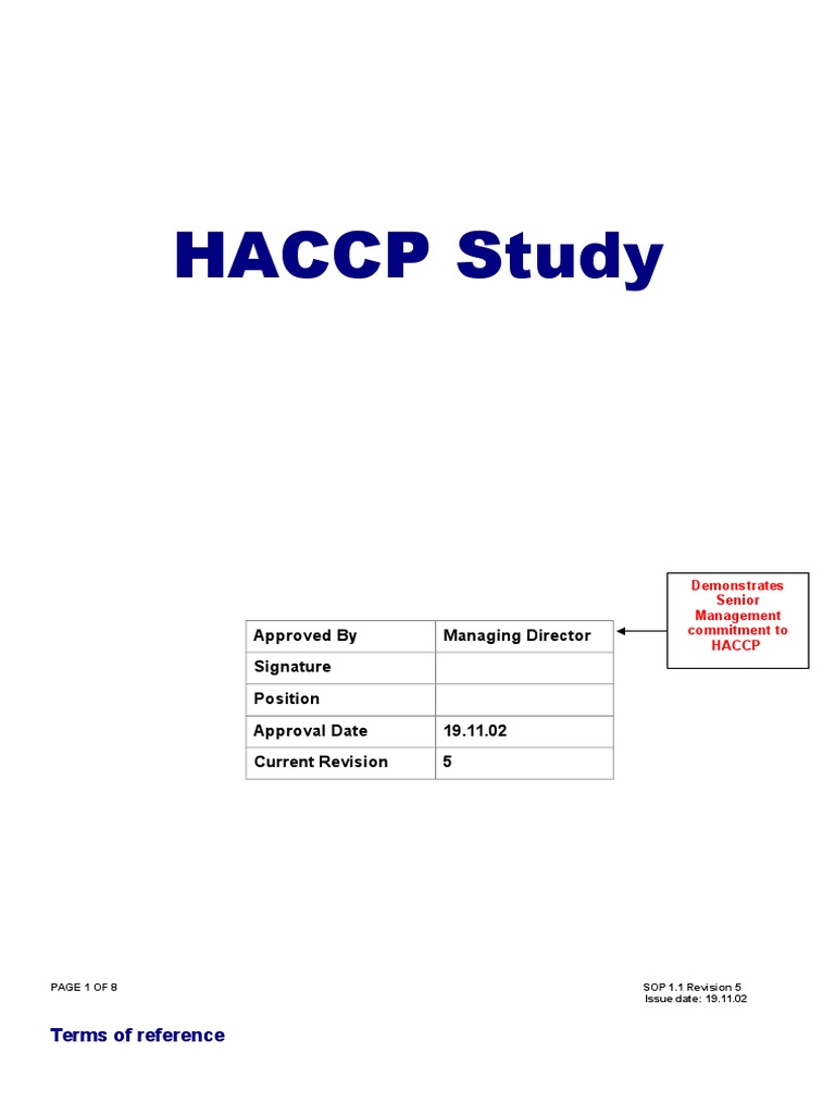 Example HACCP Study | PDF | Hazard Analysis And Critical Control Points ...