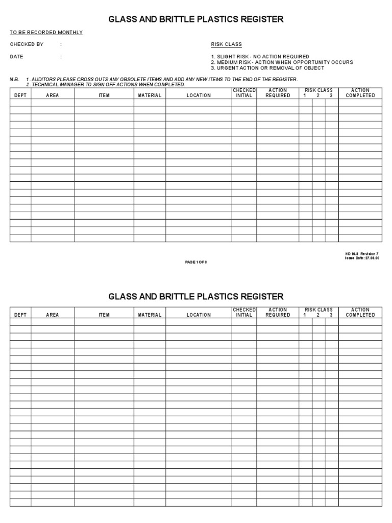 Glass and brittle plastics register.doc Materials Nature