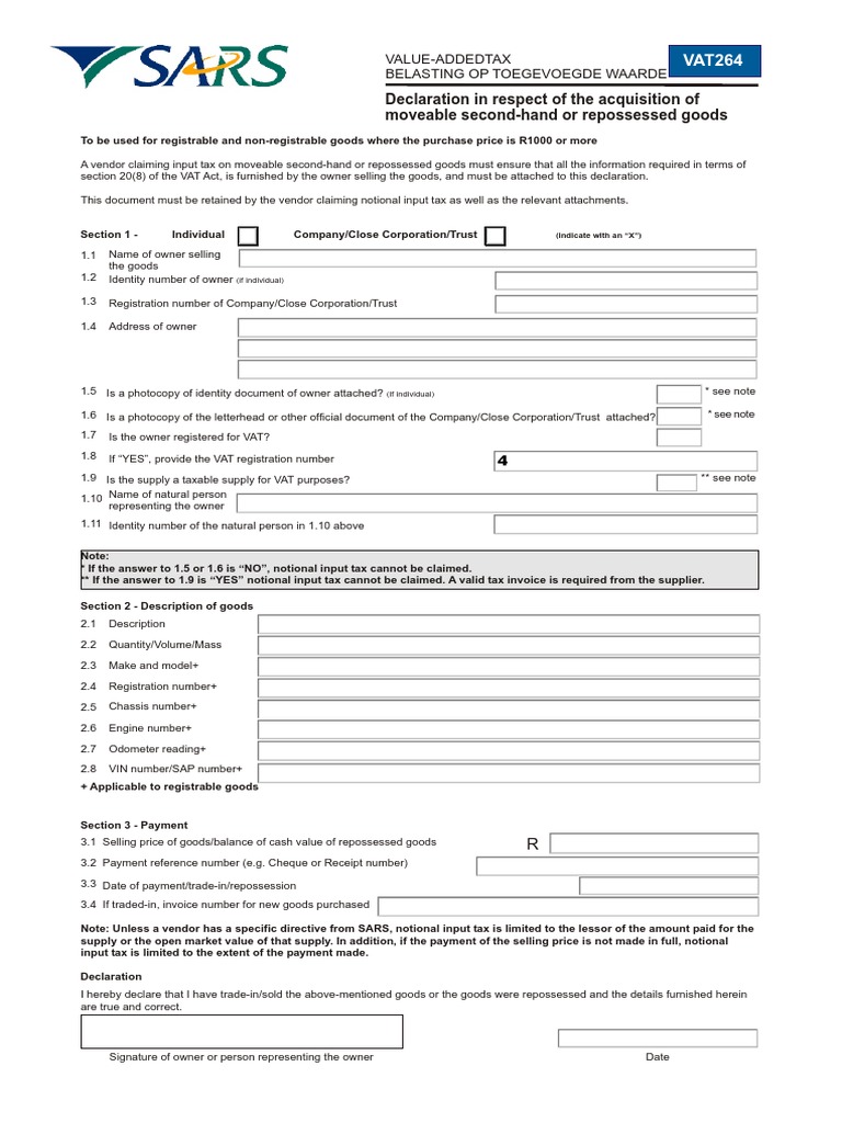 VAT264 Value Added Tax Payments