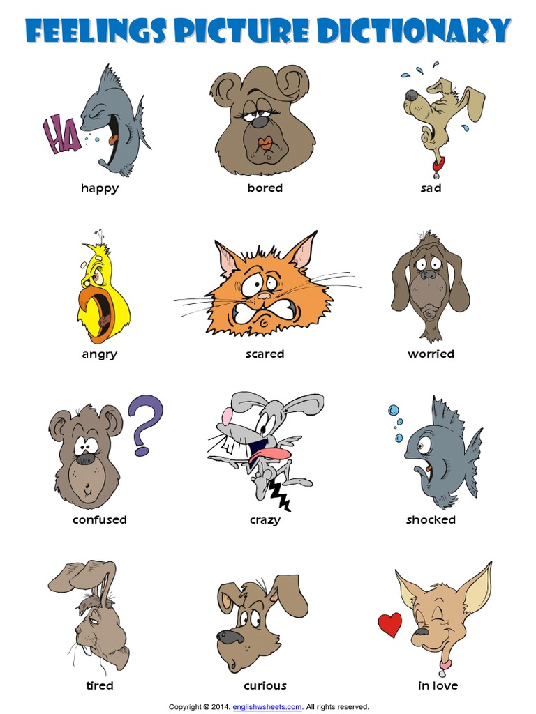 Feelings Emotions Esl Picture Dictionary Worksheet PDF | PDF