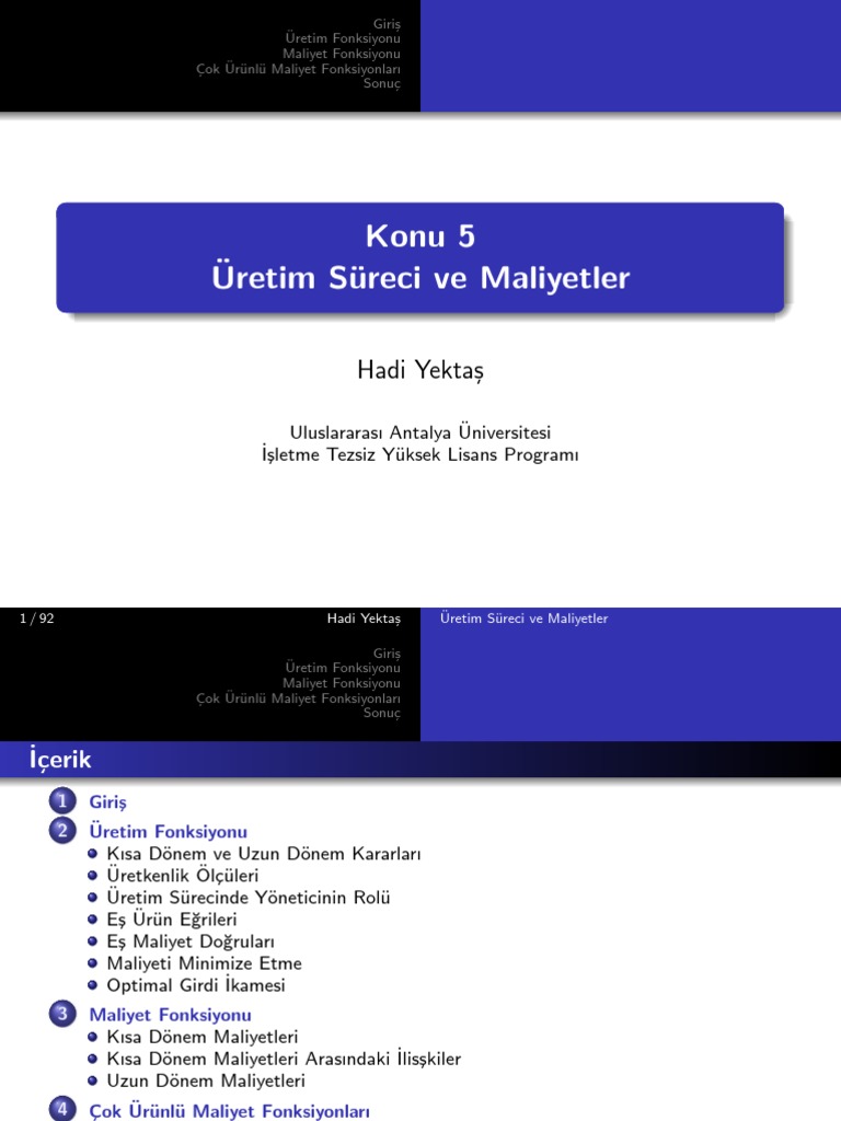 05 - Uretim Sureci Ve Maliyetler PDF | PDF
