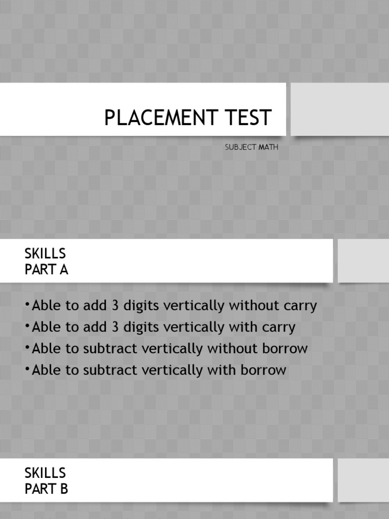 Placement Test: Subject Math | PDF