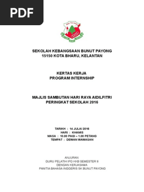 Kertas Kerja Majlis Hari Raya Aidilfitri Pdf