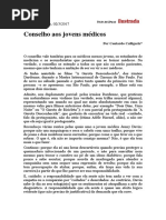 Conselho Aos Jovens Médicos. Por Contardo Calligaris