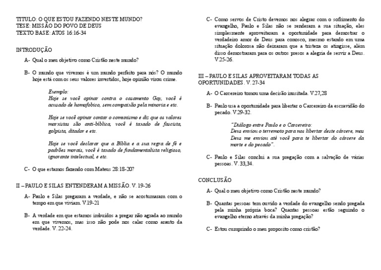 O Que Estou Fazendo Neste Mundo Apostolo Paulo Deus scribd