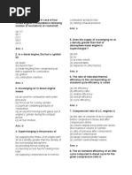 Top 250 I.C. Engine Multiple Choice Questions and Answers