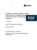 Evaluation of The Education Quality Improvement Through Pedagogy (EQUIP) Project in Shinyanga, Tanzania
