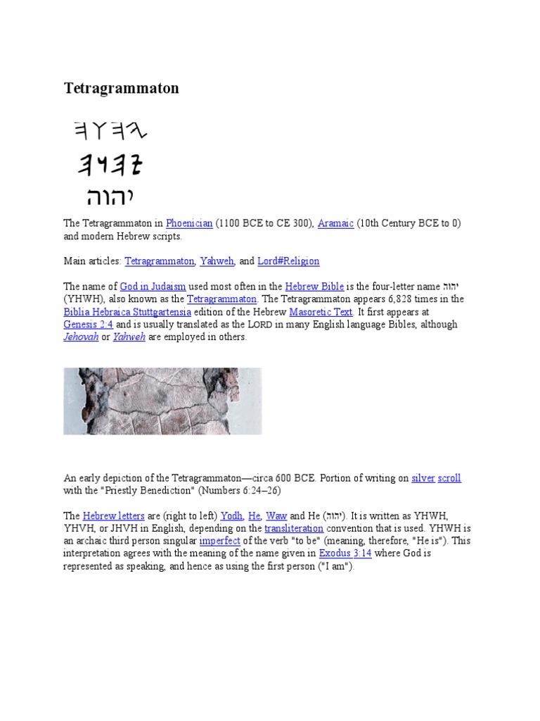 Hebrew Names of God | PDF | Names Of God In Judaism | Tetragrammaton