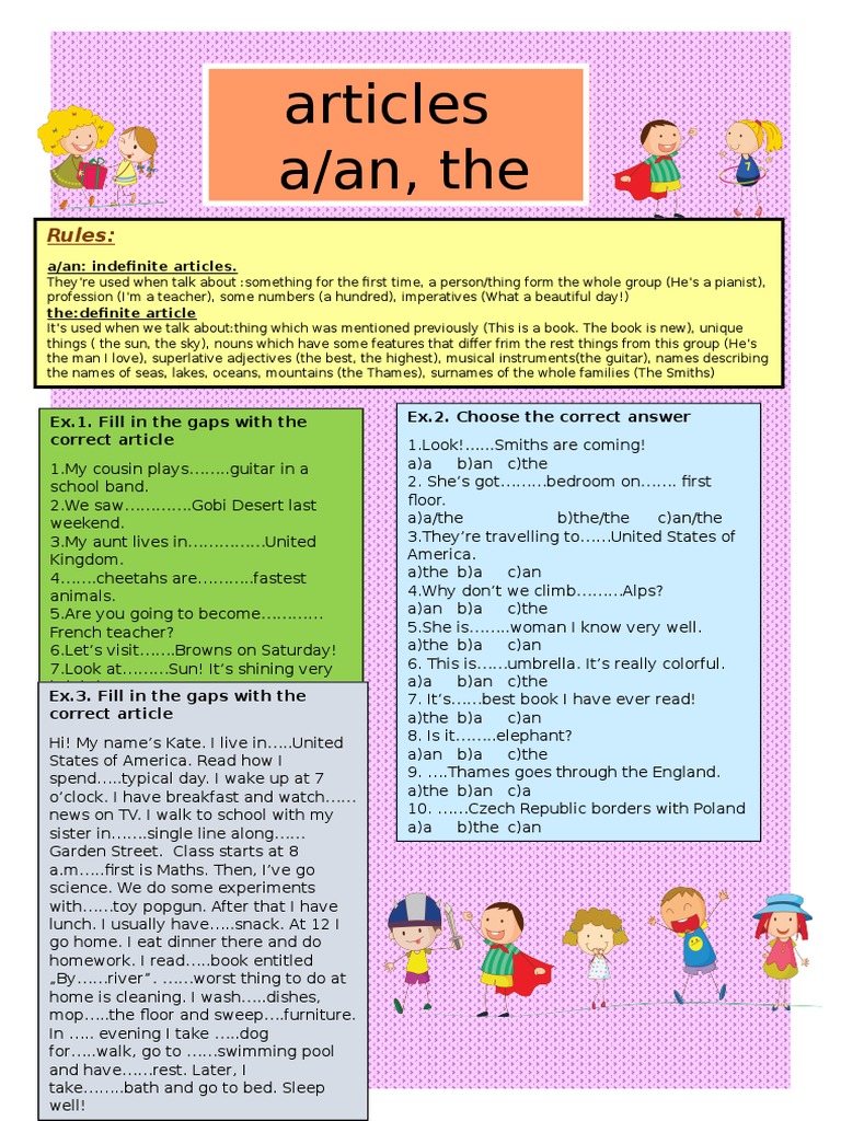 Islcollective Worksheets Elementary A1 Adults Elementary School Writing Articles Articles Gra Dok1 aba Pdf Onomastics Grammar