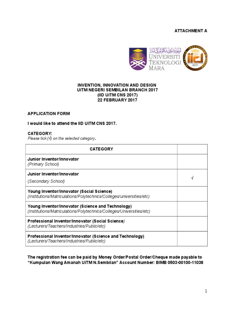 Application Form Iiduitmcns 2017 Palm Oil MTNP | PDF