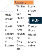 Spooky Adjective List