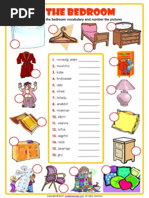 In The Bedroom Unscramble Esl Vocabulary Worksheet Pdf Bedroom Furniture