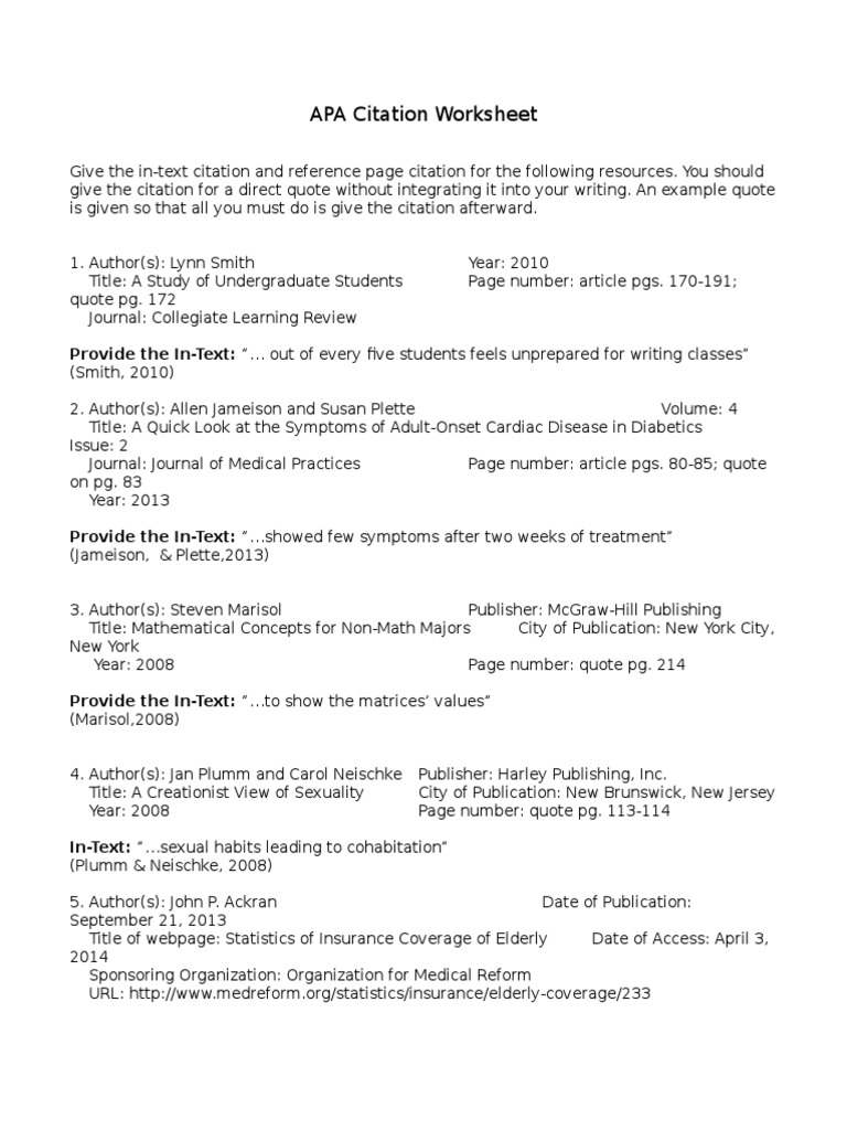 apa citations and intext