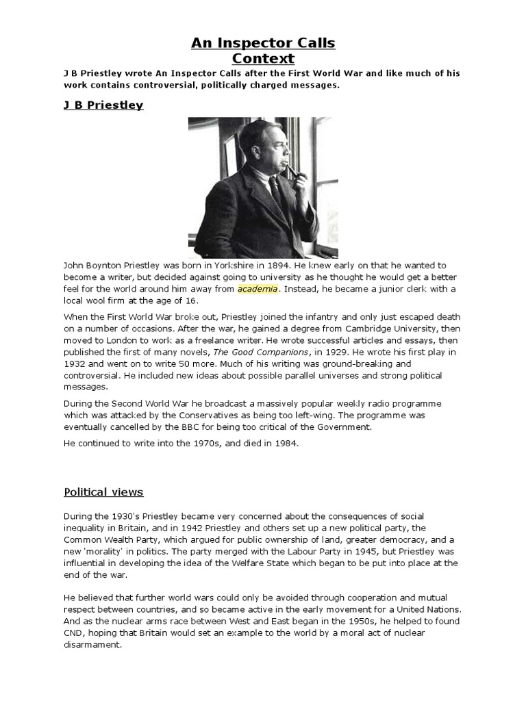 An Inspector Calls - Context | Download Free PDF | Winston Churchill