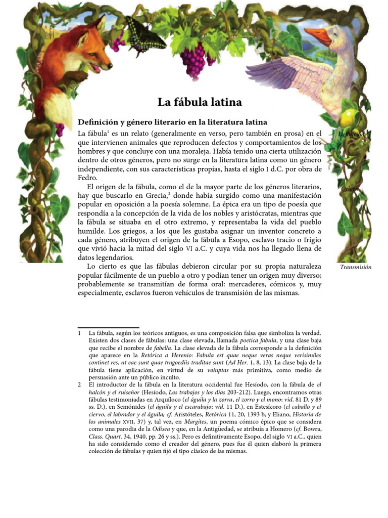 La Fabula Latina PDF Fábula Idiomas