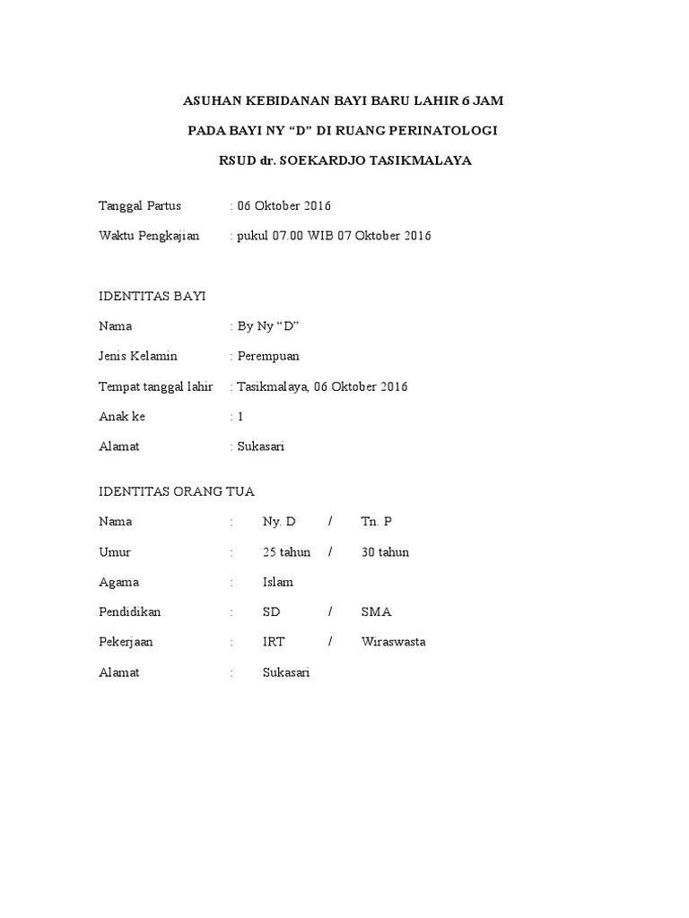 Asuhan Kebidanan Bayi Baru Lahir 6 Jam Askeb Bbl