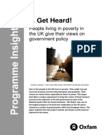 Get Heard! People Living in Poverty in The UK Give Their Views On Government Policy