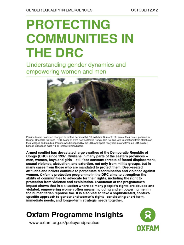 Protecting Communities in The DRC Understanding Gender Dynamics and