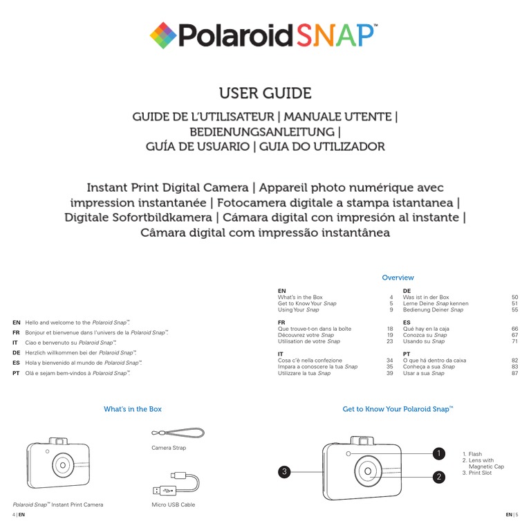 Snap User Guide ES PT | PDF | Papier | Appareil photo