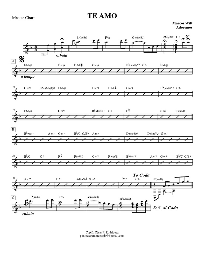 Te Amo Marcos Witt PDF Formas musicales Elementos de la música