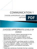 Communication 1 - Choose Appropriate Levels of Language