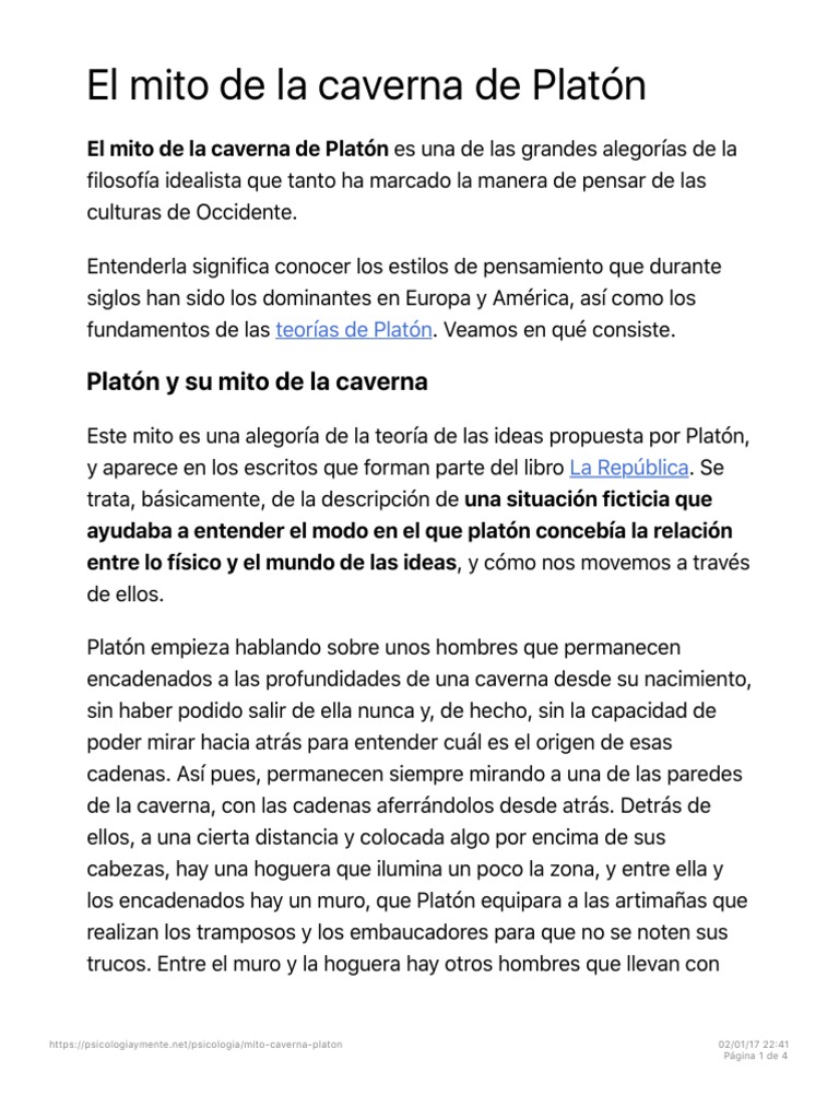 El mito de la caverna de Platón Platón Verdad Free