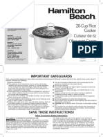 Hamilton Beach 20-Cups Rice Cooker 37532N User Guide