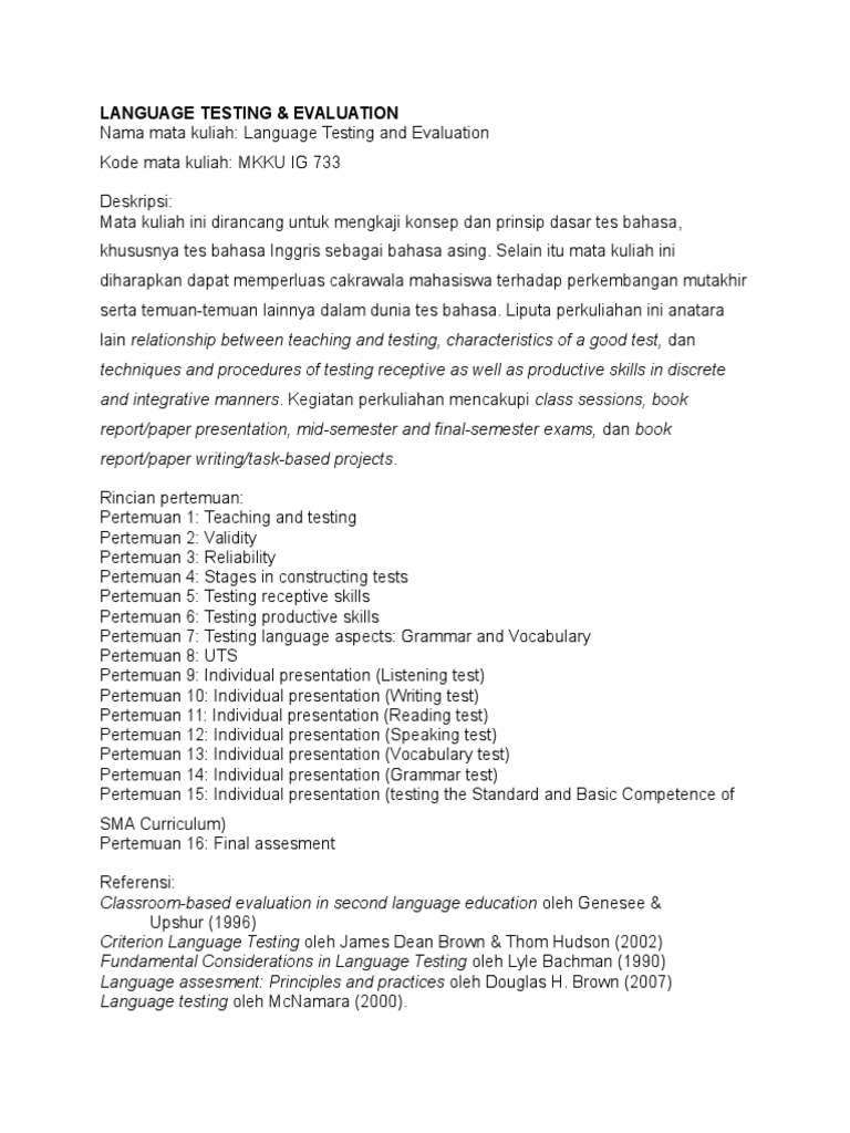 Language Testing s2 | PDF | Karier & Perkembangan | Seni & Disiplin Bahasa