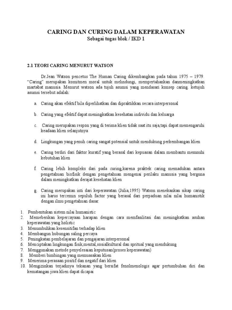 Caring Dan Curing Dalam Keperawatan Pdf