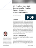 IRS Finalizes Form 5472 Regulations For ForeignOwned, Domestic, Disregarded Entities