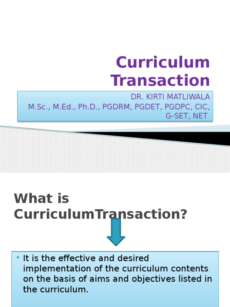 Understanding Curriculum Transaction | PDF | Business