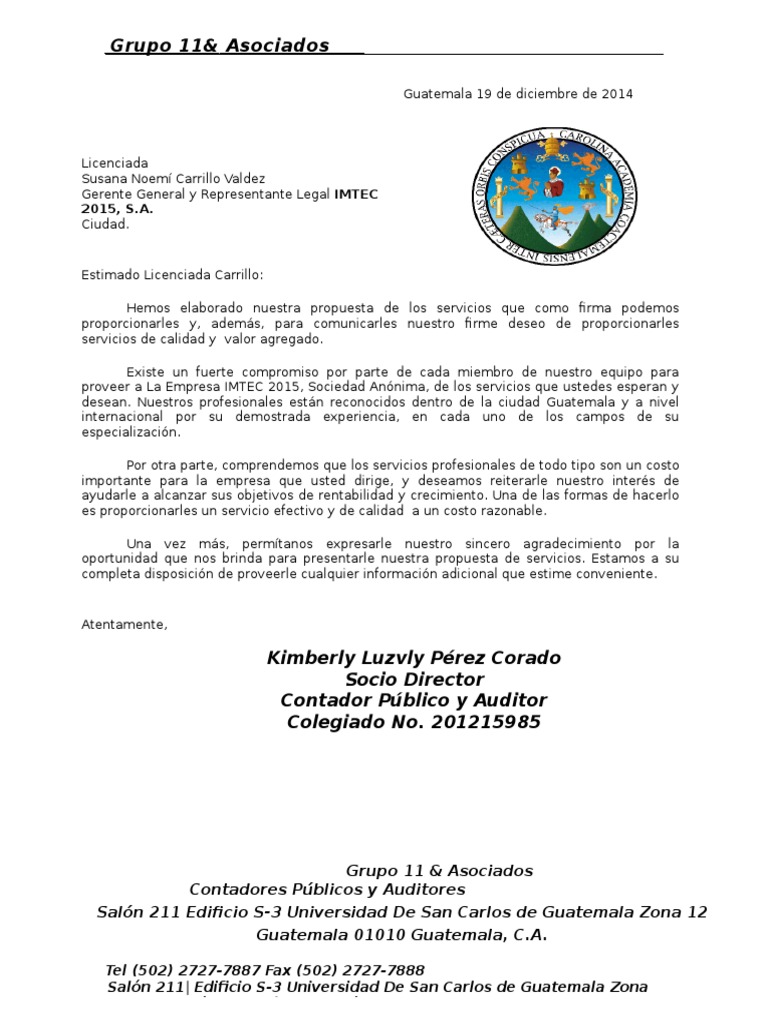 2. Ejemplo de Carta de Servicios Profesionales Auditoria