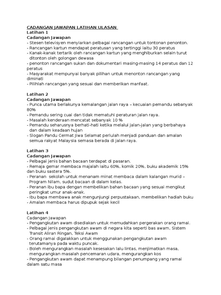 Cadangan Jawapan Ulasan Pdf