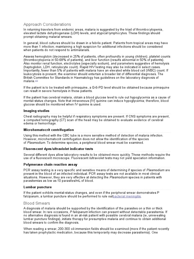 Malaria Diagnosis and Management Guidelines | PDF | Malaria | Medicine